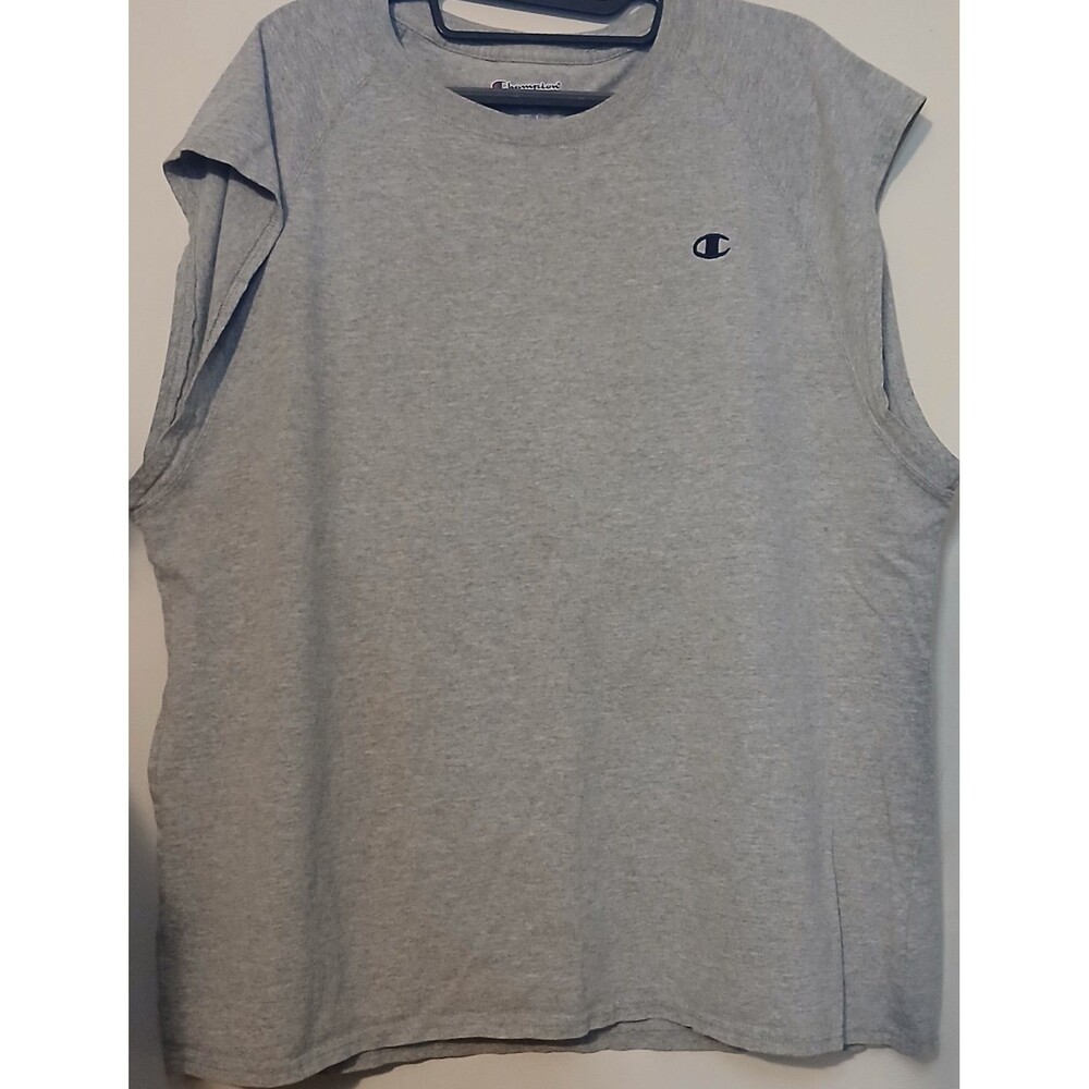 Champion Sleeveless Shirt Mens XL Gray Embroidered Logo Athletic Gym Muscle Tee